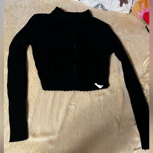 NWT Blackmilk black button up crop top